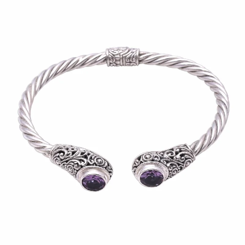 Twilight gothic bangles-NOVICA Royal Pattern, Amethyst cuff bracelet