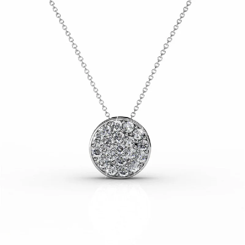 Spinel necklaces-Nelly 18k White Gold Plated Pave Pendant Necklace with Swarovski Crystals