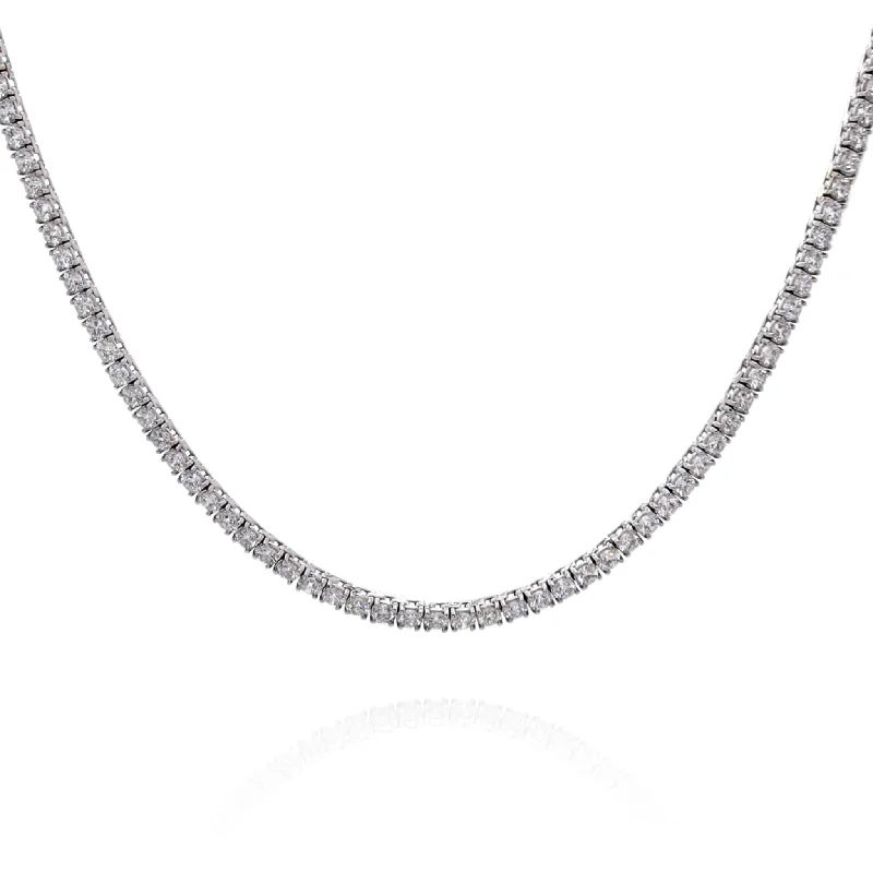 High shine necklaces-14k White Gold 18" Diamond Tennis Necklace