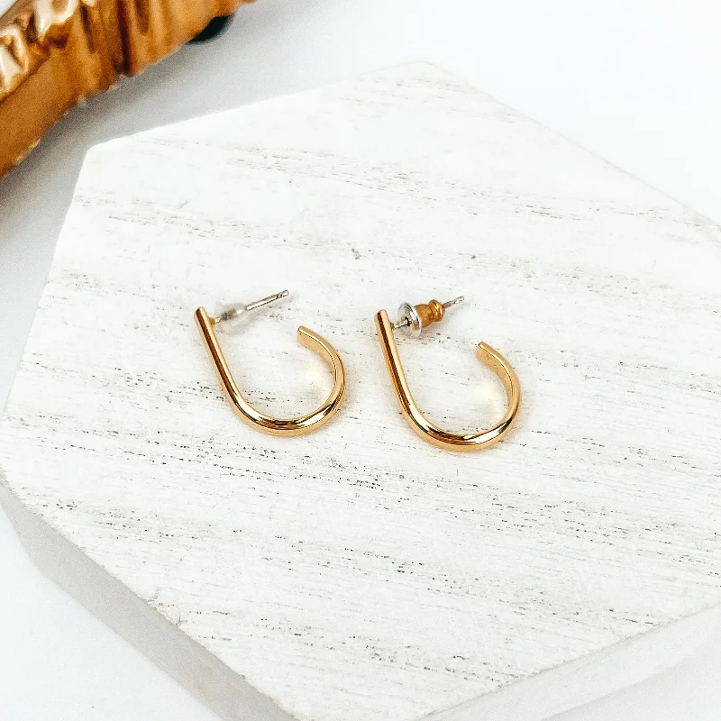 Moon charm earrings-Hoop Earrings in Gold Tone