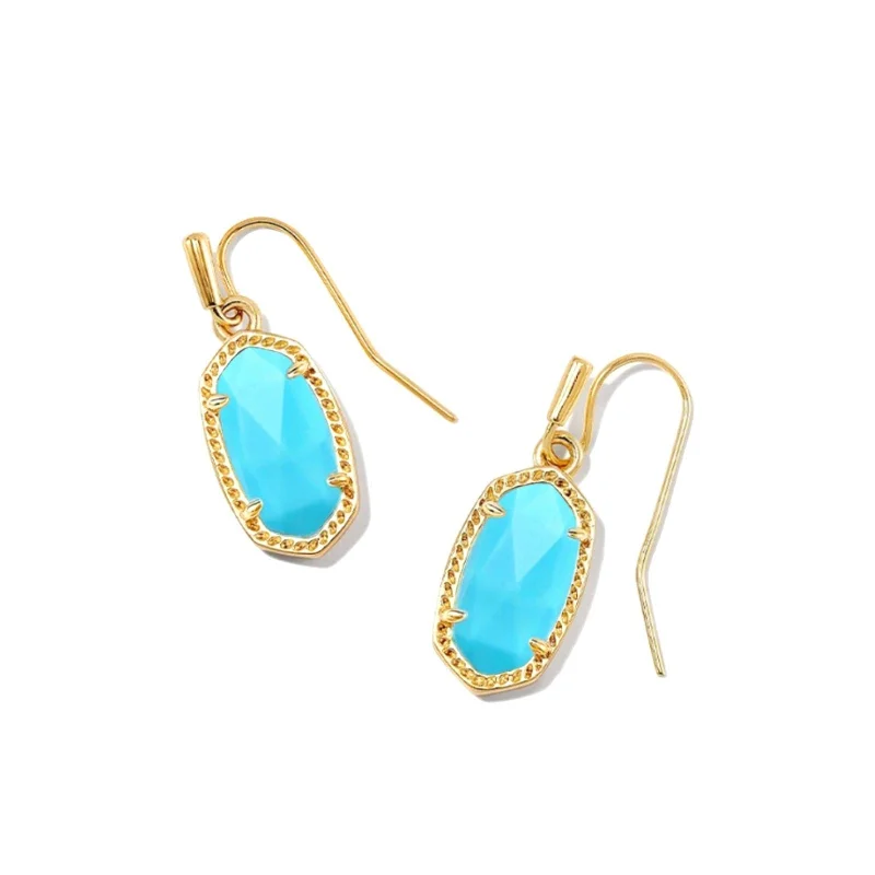 Pure pearl earrings-Kendra Scott | Lee Gold Earrings in Variegated Turquoise Magnesite