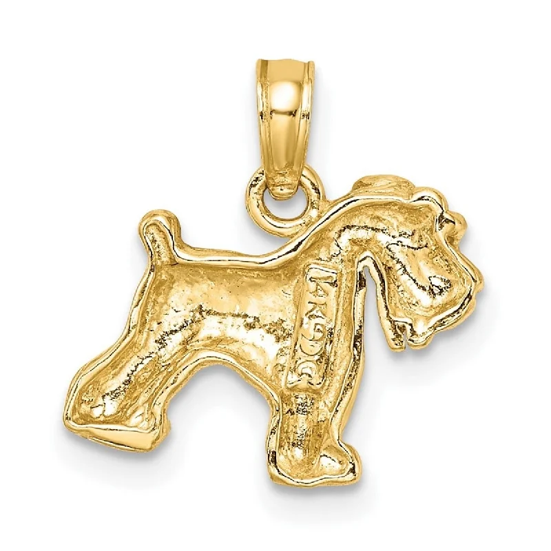 Crystal-twisted necklaces-Curata 14k Yellow Gold 18" 16x15mm Textured Polished Schnauzer Dog Necklace