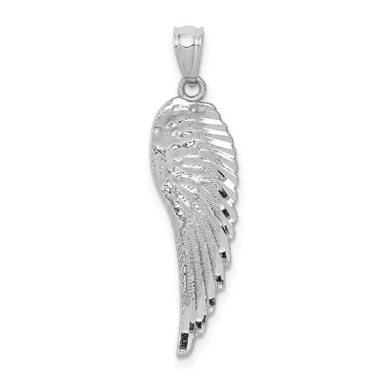 Shiny name necklaces-Curata 14k White Gold 18" 32mm Textured Angel Wing Necklace