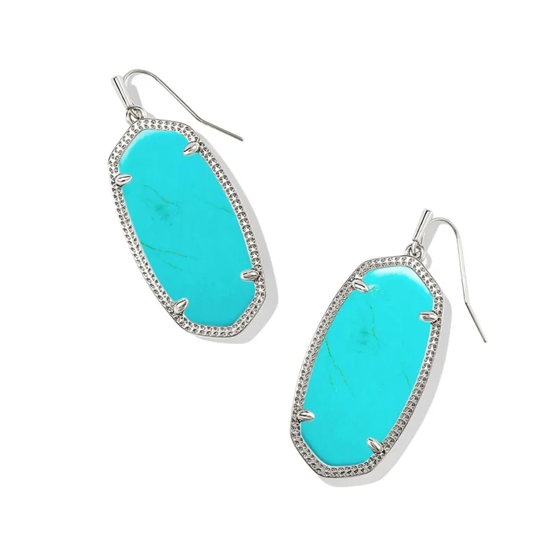 Owl wing earrings-Kendra Scott | Elle Silver Drop Earrings in Variegated Turquoise Magnesite