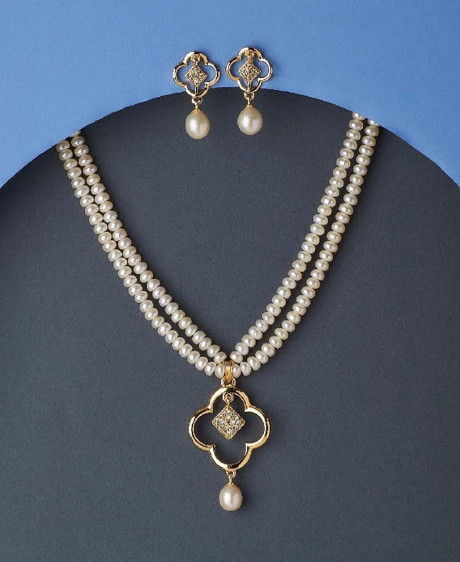 High shine necklaces-Elegant Real Pearl Necklace Set