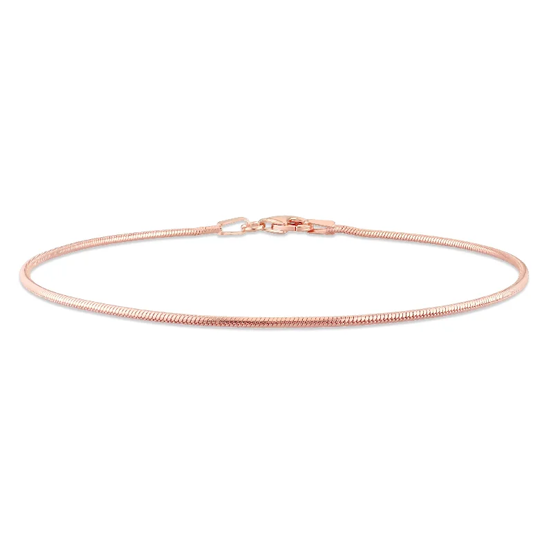 Textured metal bangles-Miadora 18kt Rose Gold Plated Sterling Silver Snake Chain Men's Bracelet