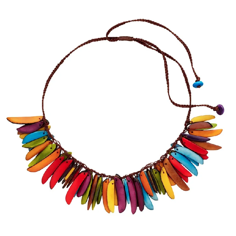 Yarn braid necklaces-Tagua Festivity Necklace, Ecuador