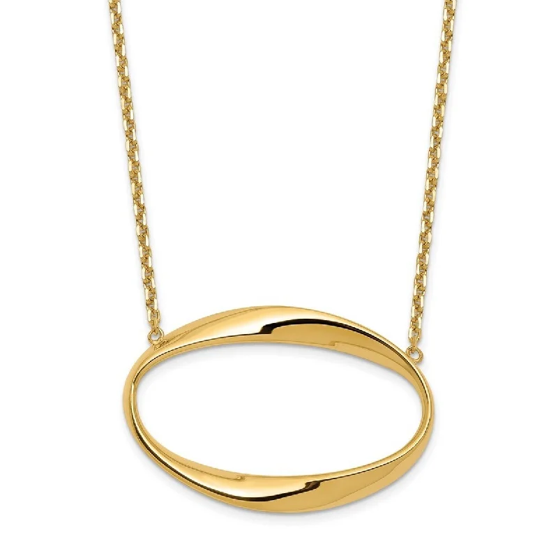 Aged medallion necklaces-Curata 14k Yellow Gold Polished Open Horizontal Oval Necklace, 18+1"