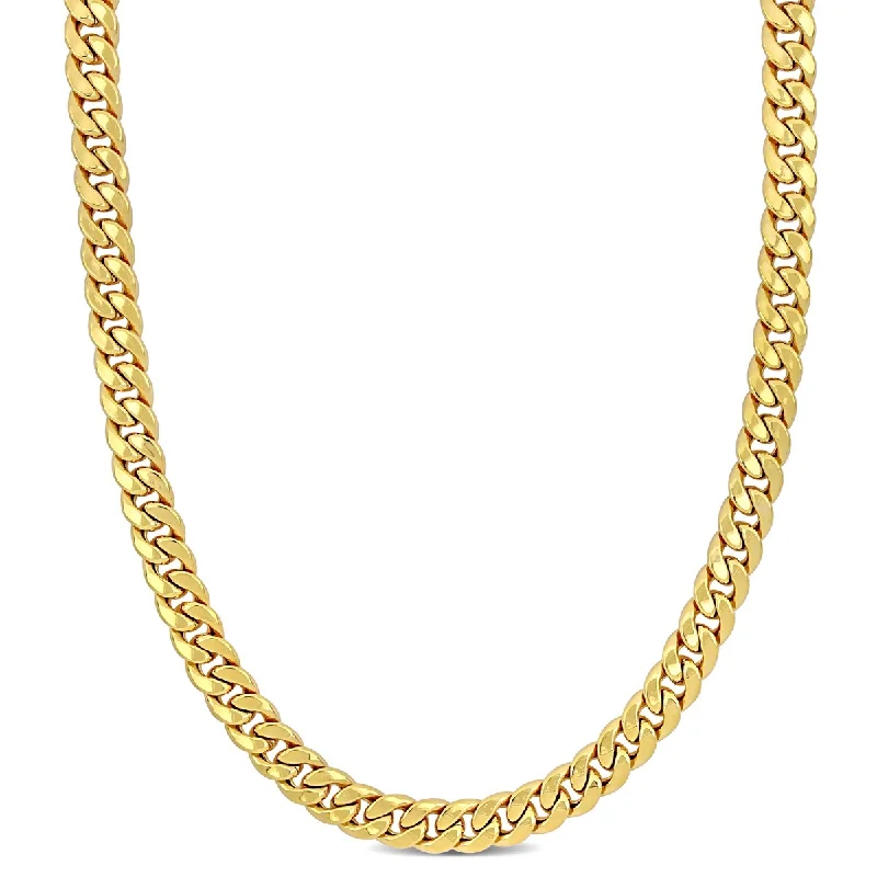 Cool wood necklaces-Miadora 6.6mm Curb Chain Necklace in 10k Yellow Gold-24 in