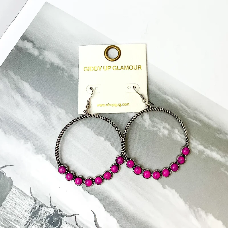 Art deco earrings-Forever Twisted Hoop Earrings with Stones in Pink