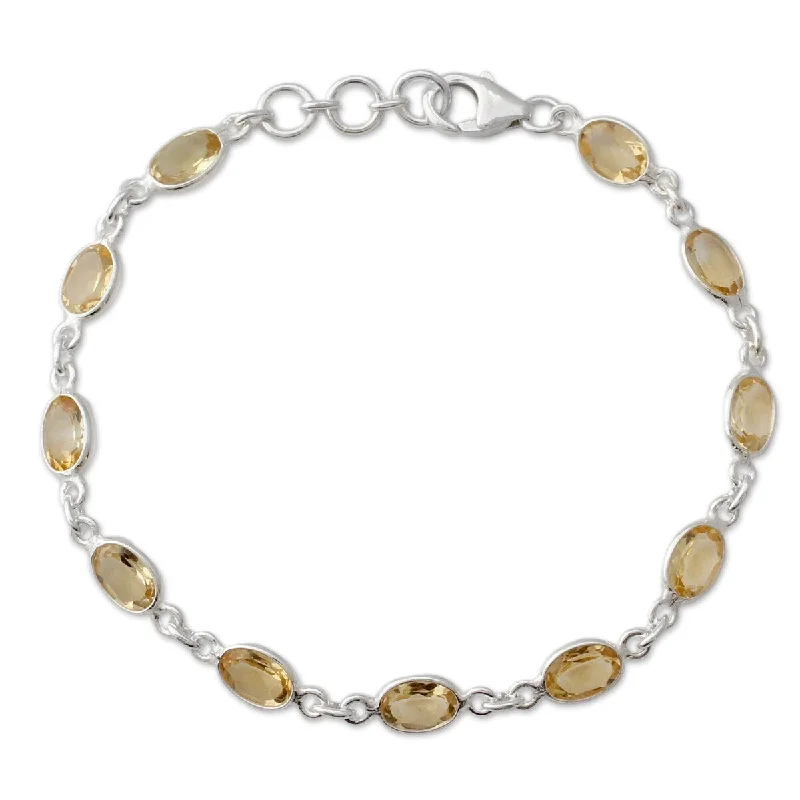 Birch grain bangles-NOVICA Handcrafted Sterling Silver 'Romantic Yellow' Citrine Bracelet (India)