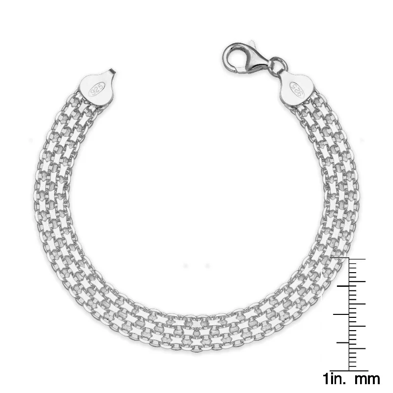 Pure modern bangles-Curata 925 Sterling Silver Italian Unisex 8mm Bismark Chain Bracelet (Choice of 7" or 8") - White