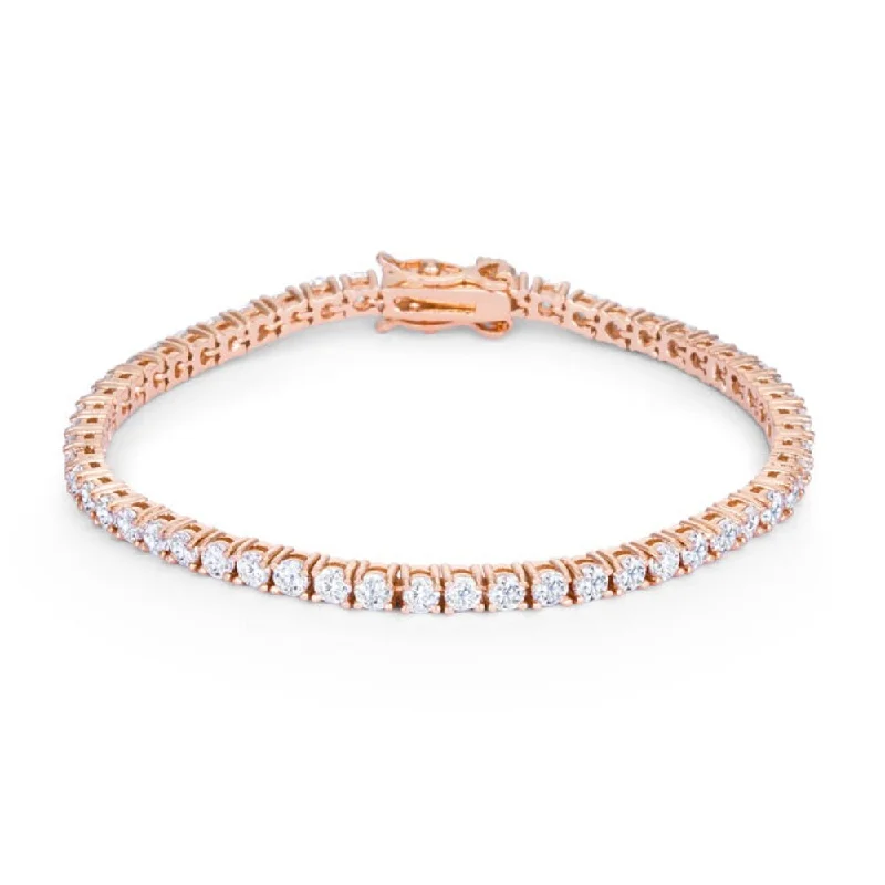 Silk cord bangles-5.75Ct Rose Goldtone Cubic Zirconia Tennis Bracelet - Clear-Rose-Gold - 7 Inch