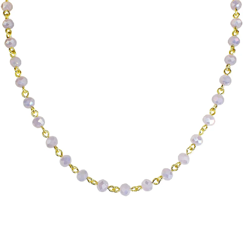 Lace choker necklaces-Mystic Crystal 30" Necklace (Goldtone/Opal Pink)