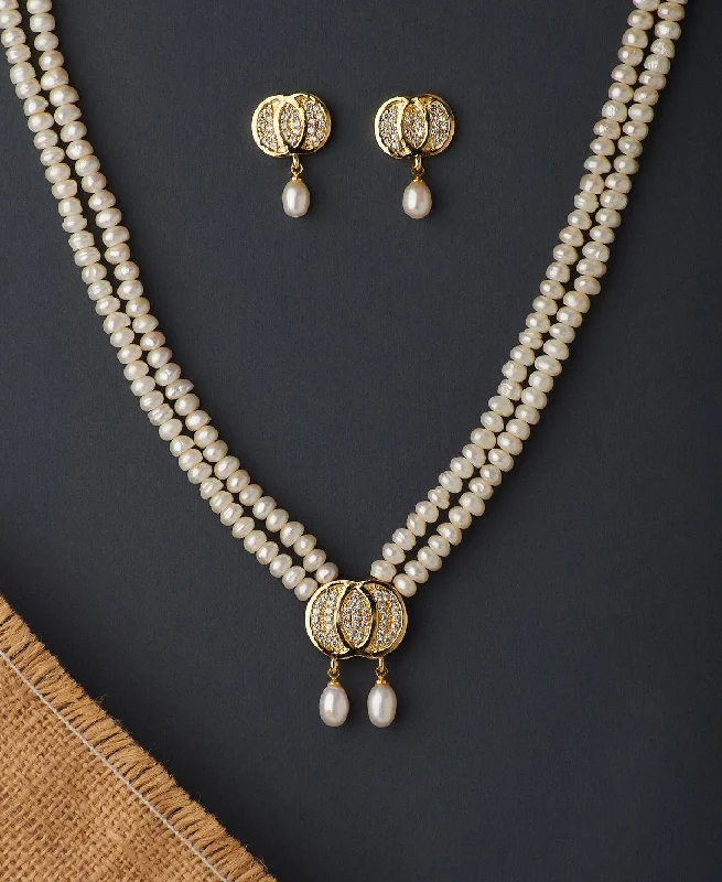 Round pendant necklaces-Elegant Real Pearl Necklace Set