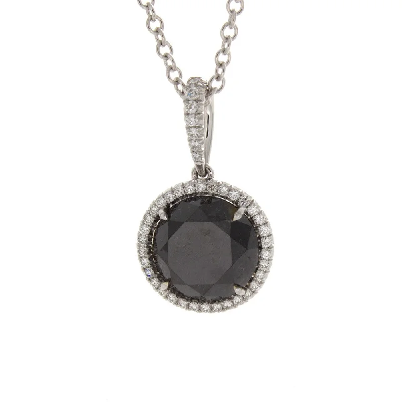 Coiled cord necklaces-18k Black Diamond Pendant Necklace