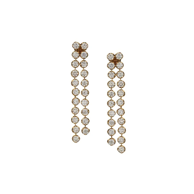 Sleek art earrings-DOUBLE DIAMOND DROP EARRINGS