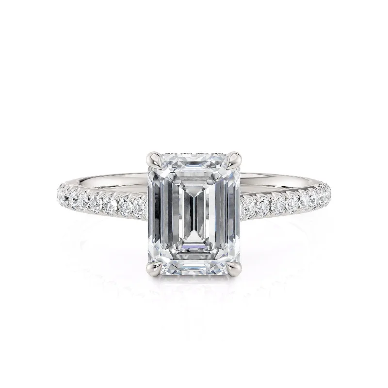 Sleek form engagement rings-Crown R749-2 Emerald