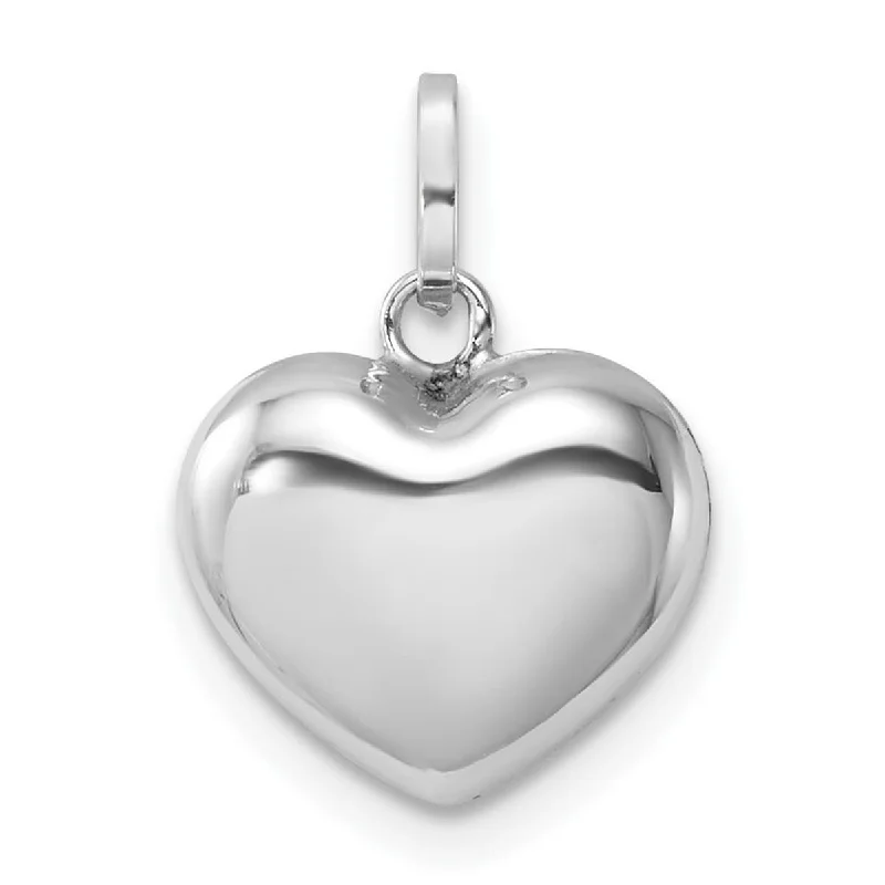 Antique locket necklaces-Curata 14k White Gold 18" Polished Puffed Heart Necklace - 12.2x15.3mm