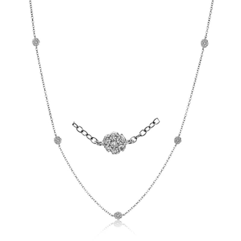 Galaxy sign necklaces-Simon G. 18k Harmonie Station Necklace with Diamonds