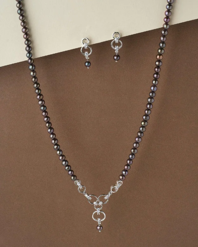 Thin filigree necklaces-Exquisite Real Pearl Necklace Set