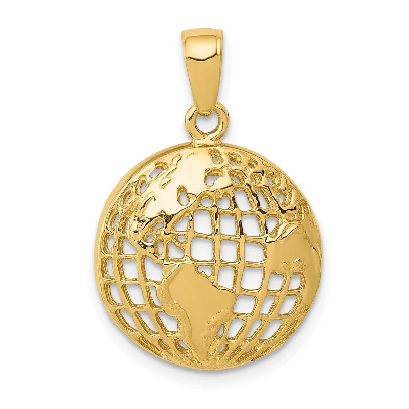 Oval gem necklaces-Curata 14k Yellow Gold 18" Polished Globe Pendant Necklace - 24x16mm