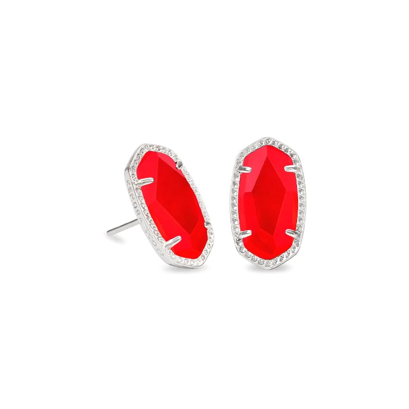 Thin hoop earrings-Kendra Scott | Ellie Silver Stud Earrings in Red Illusion