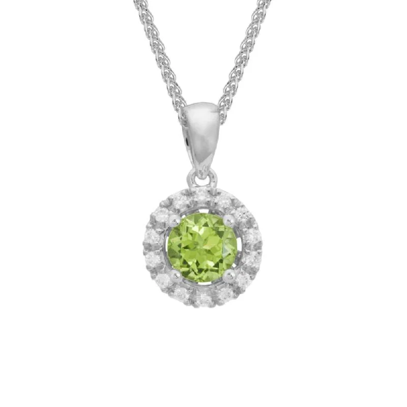 Cosmic charm necklaces-14k Diamond & Peridot Pendant Necklace