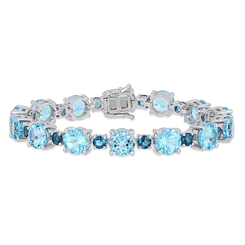 Chunky stone bangles-Miadora Sterling Silver 37 1/10ct TGW Sky & London-Blue Topaz Tennis Bracelet