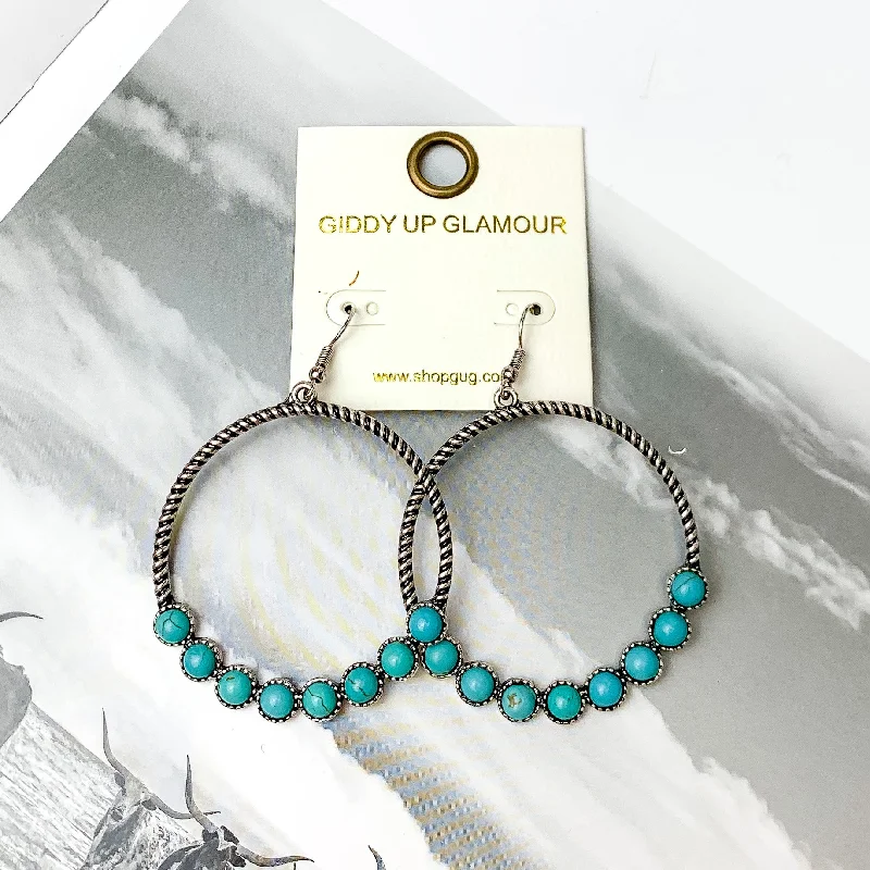 Sleek gem earrings-Forever Twisted Hoop Earrings with Stones in Turquoise Blue