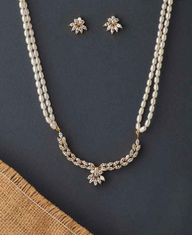 High shine necklaces-Exquisite Real Pearl Necklace Set