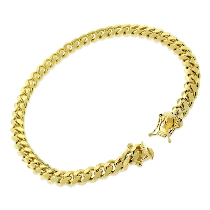 Secure clasp bangles-10K Yellow Gold 6MM Solid Miami Cuban Curb Link Bracelet Chains 8.5", Gold Bracelet for Men & Women, 100% Real 10K Gold