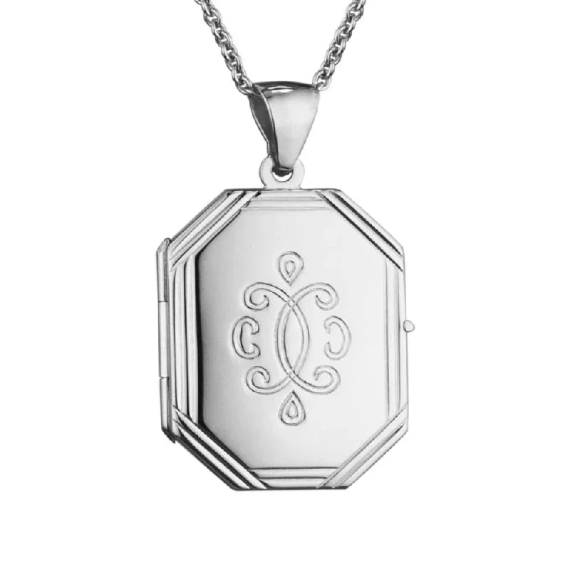 Heavy gem necklaces-Sterling Silver Octagonal Locket Necklace