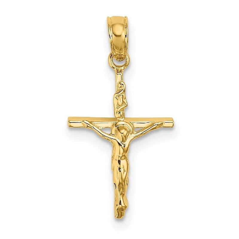 Surf wave necklaces-Curata 14k Yellow Gold Small Polished Crucifix Stick Cross Necklace 11mm x 21mm