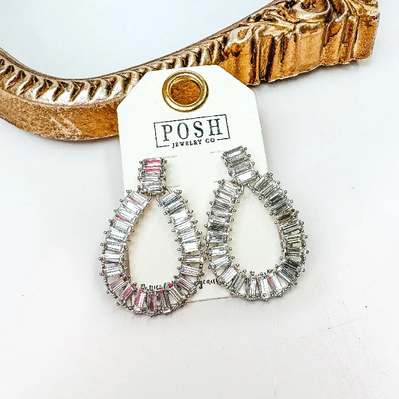 Cool wood earrings-Posh by Pink Panache | Silver Tone Rhinestone Teardrop Earrings