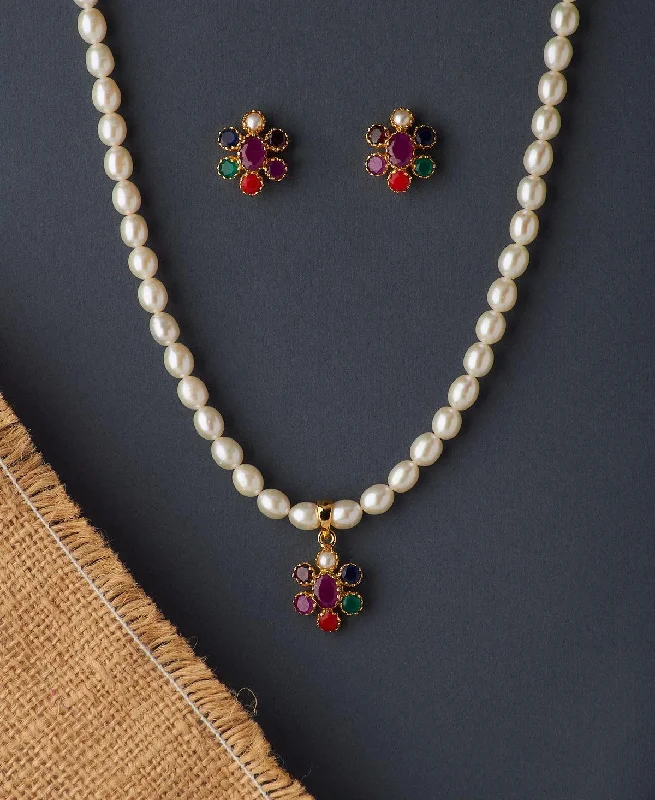 Thin enamel necklaces-Elegant Real Pearl Necklace Set