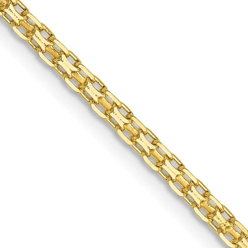 Crystal-twisted bangles-Curata 14k Yellow Gold Solid Polished 2mm Lightweight Handmade Flat Chain Bracelet Lobster Claw