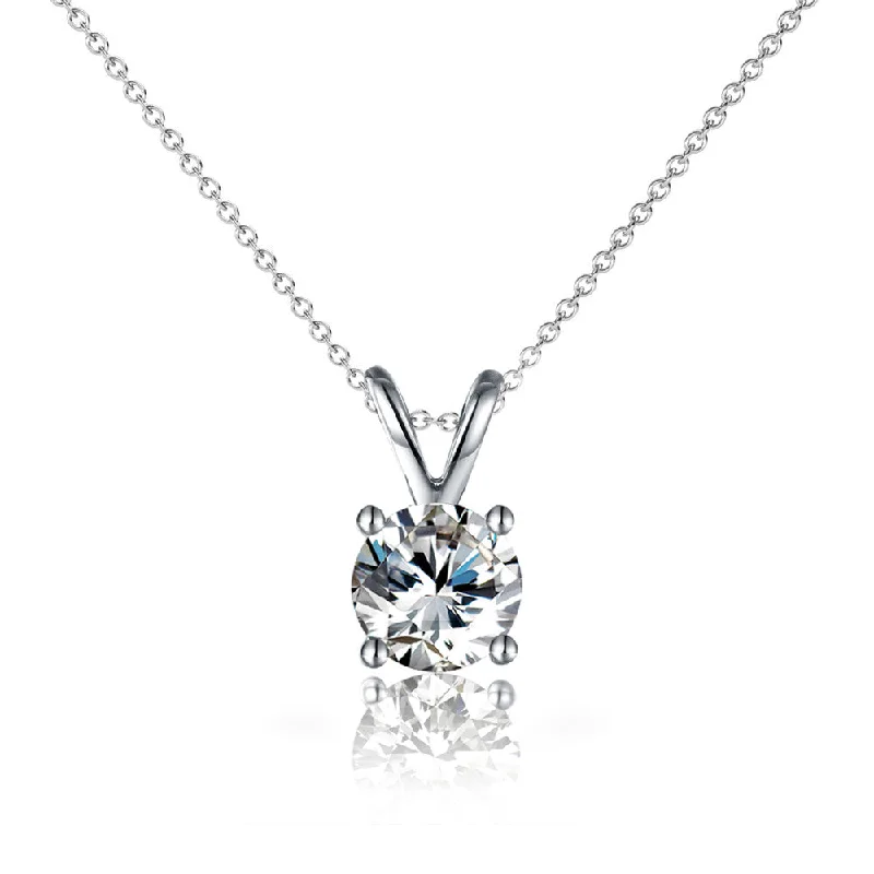 Layered link necklaces-Faye 18k White Gold Plated Solitaire Necklace with Swarovski Crystal