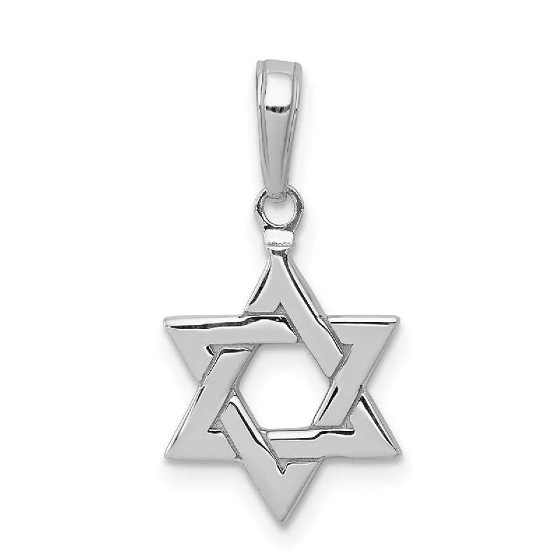 Whimsical bead necklaces-Curata 14k White Gold 18" Small Polished Star of David Pendant Necklace - 12x21.8mm