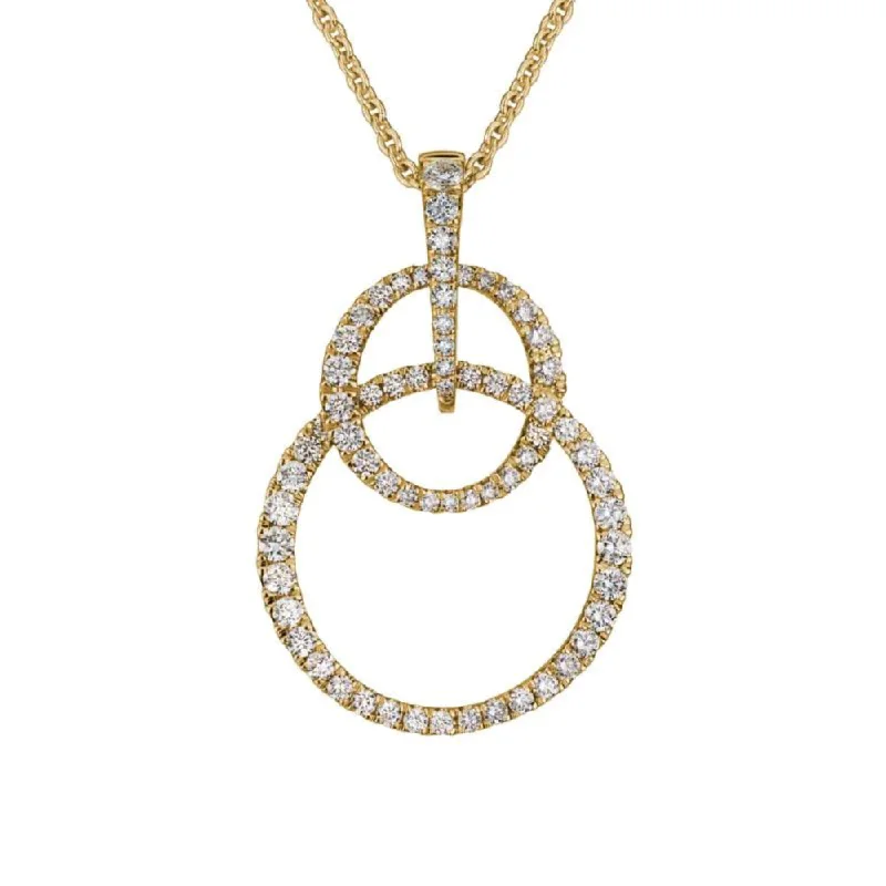 Oval gem necklaces-14k Diamond Double Circles Pendant Necklace