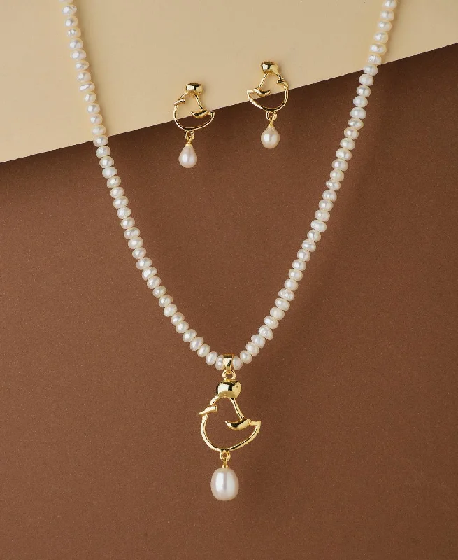 Crystal-twisted necklaces-Elegant Real Pearl Necklace Set