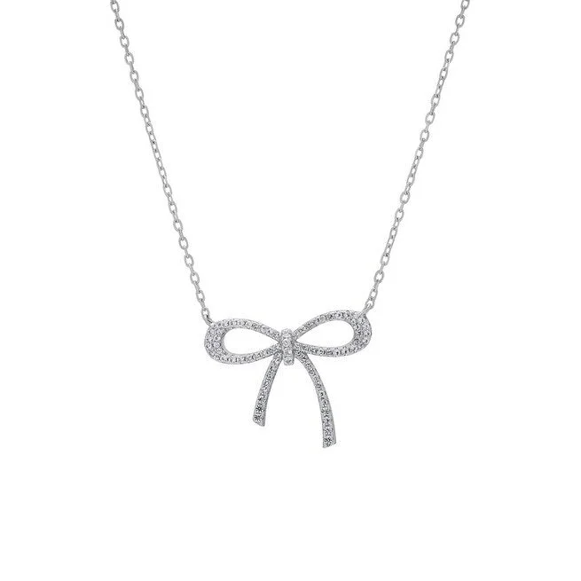 Tribal medallion necklaces-Victoria Townsend .925 Sterling Silver Lab White Sapphire Bow Necklace