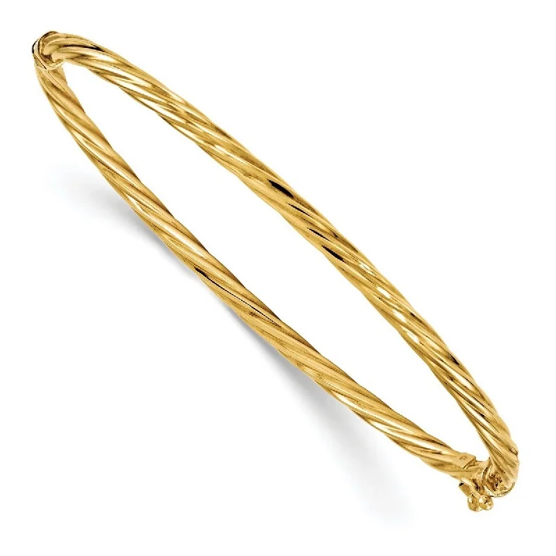 Tri-tone bangles-Curata 14k Yellow Gold Hinged Twisted Polished Stackable Bangle Bracelet