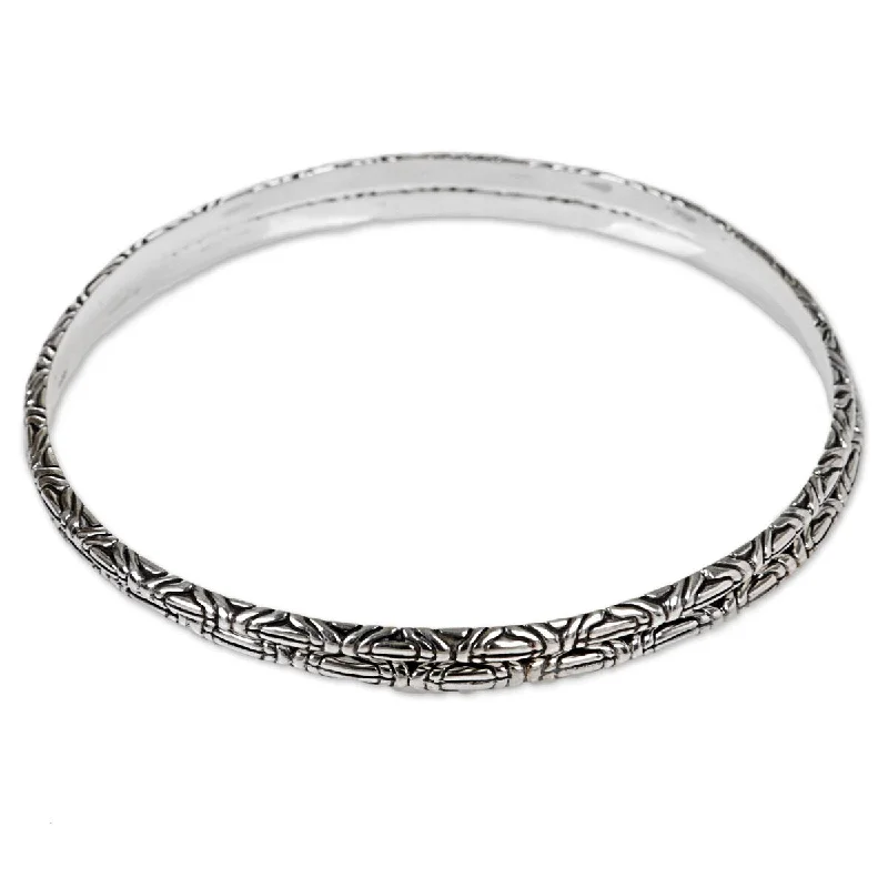 Vivid diamond bangles-NOVICA Indonesian Moon, Sterling silver bangle bracelets (pair)