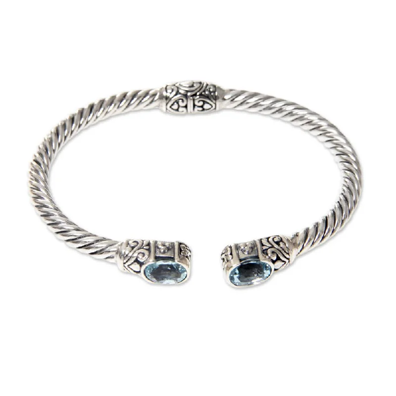 Tiny stack bangles-NOVICA Handmade Sterling Silver 'Bali Splendor' Blue Topaz Bracelet (Indonesia)