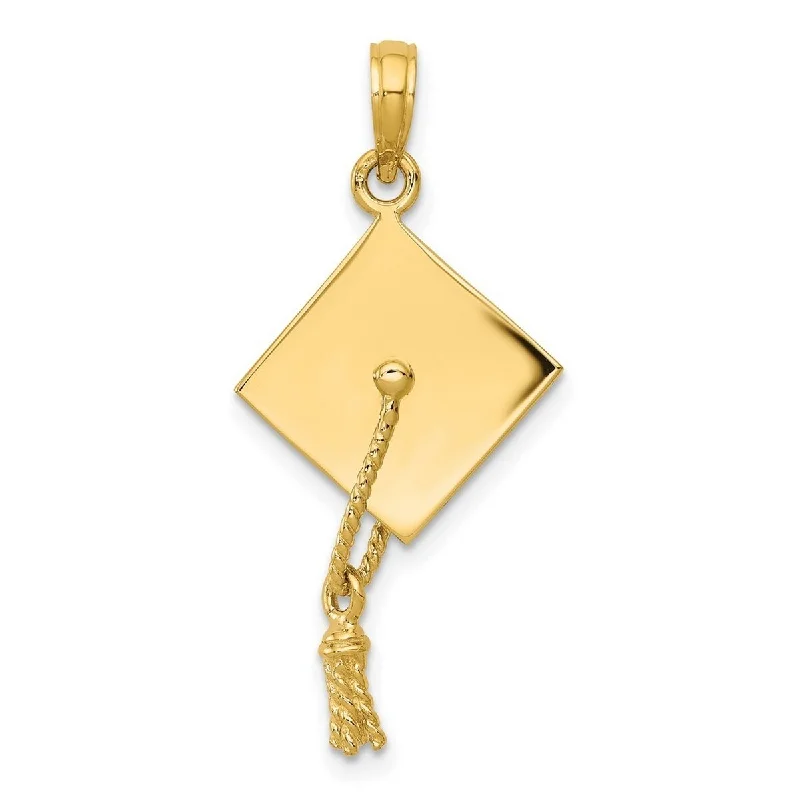 Tilted design necklaces-Curata 14k Yellow Gold 18" 30.4x23.5mm 3 Dimensional Graduation Cap Pendant Necklace