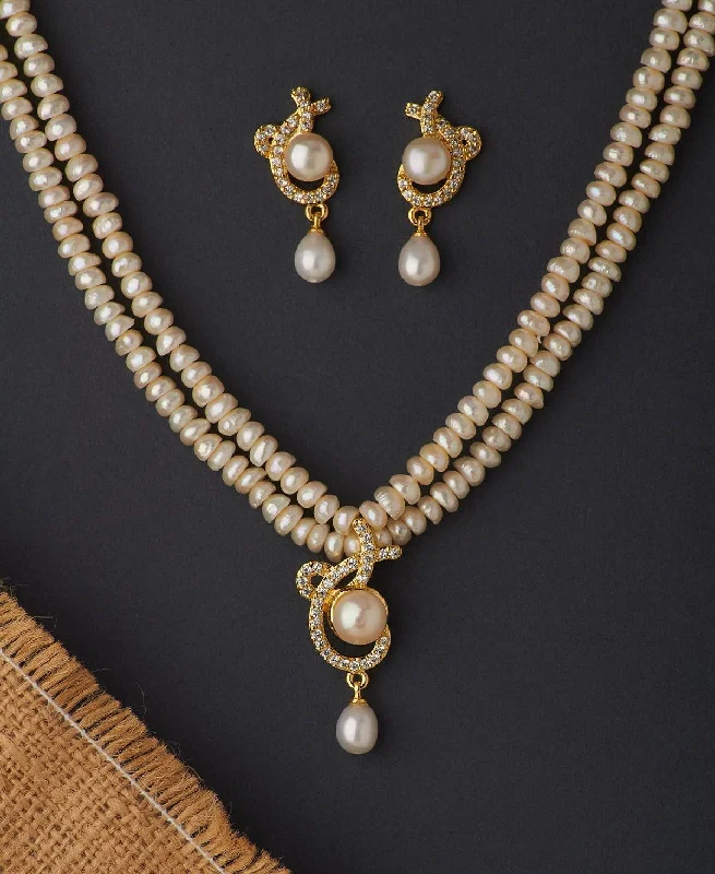 Aged bronze necklaces-Classy Real Pearl Necklace Set