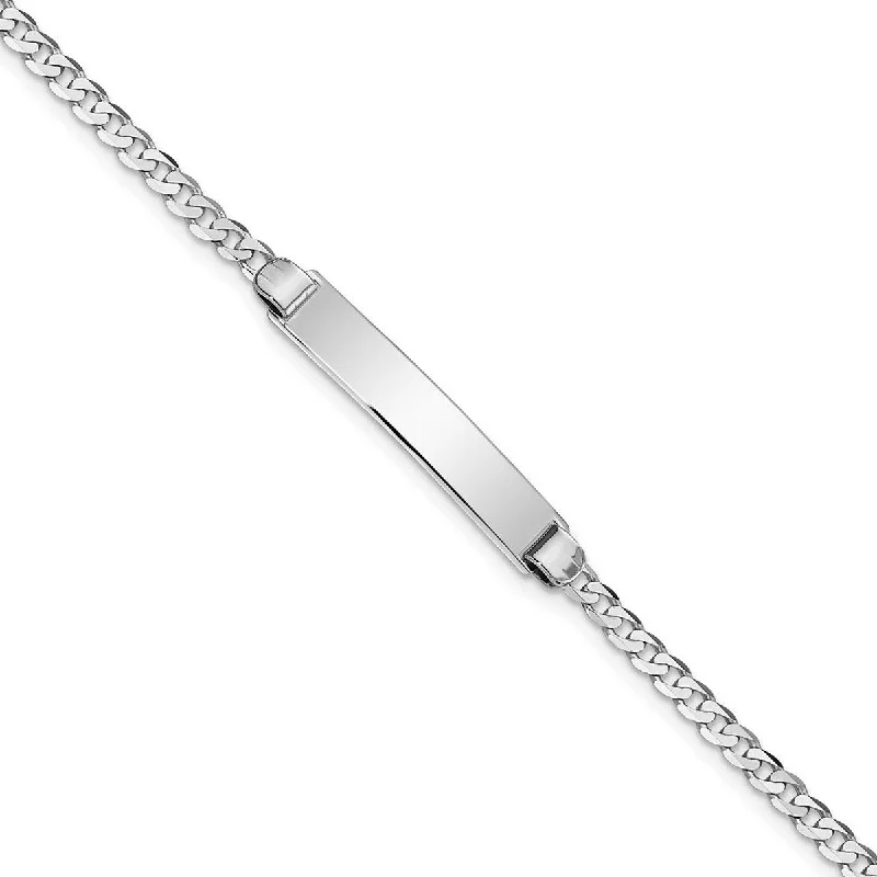 Tri-tone bangles-Curata 4.5mm 14k White Gold Engravable Flat Curb Link ID Bracelet