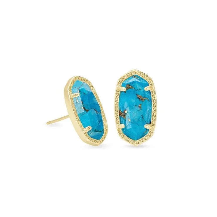 Spinel earrings-Kendra Scott | Ellie Gold Stud Earrings in Bronze Veined Turquoise Magnesite