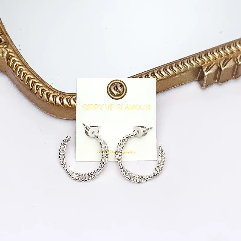 Pure gem earrings-Everyday Glam Double Twisted Hoop Earrings in Silver Tone